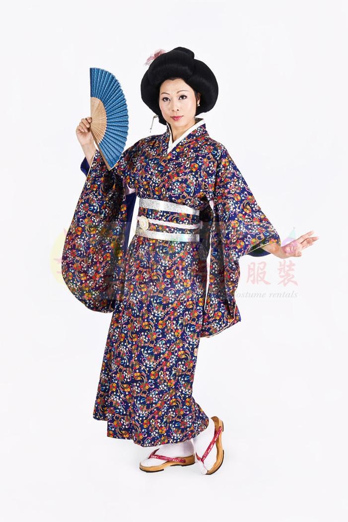 長和服/深藍花樣
