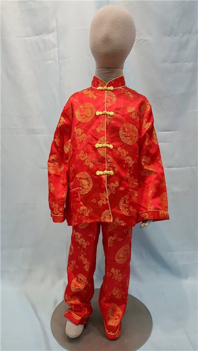 紅色圖印唐裝