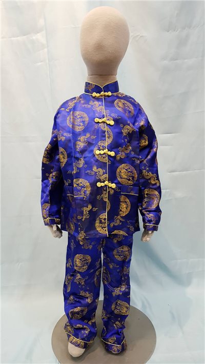藍色圖印唐裝