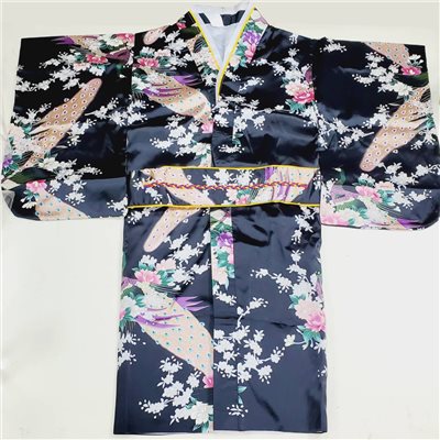 黑色孔雀長和服